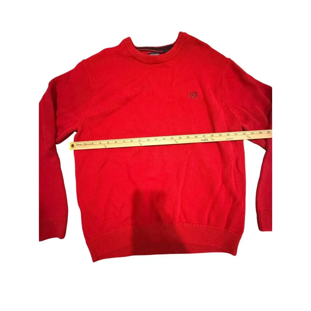 Chaps Men's XL Red Cotton Long Sleeve Embroidered Logo Crewneck Pullover Sweater